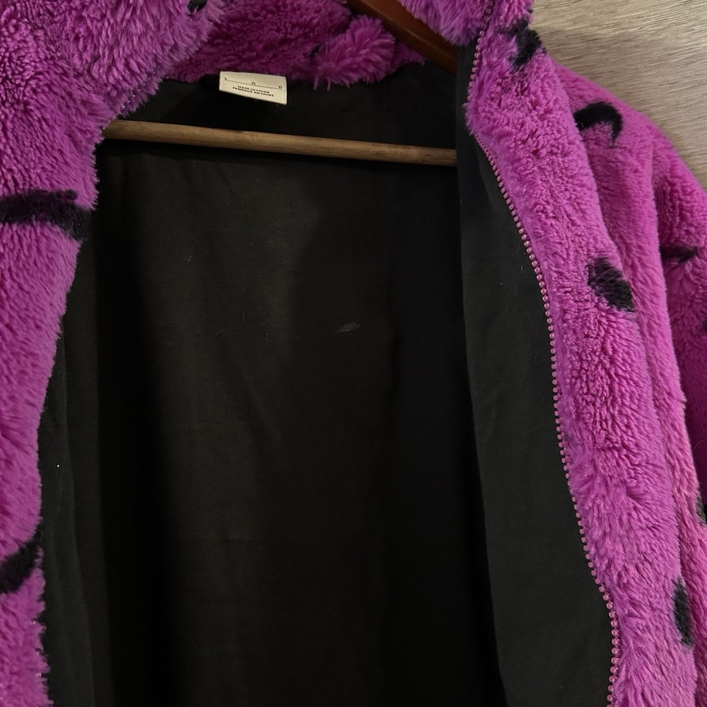 Nike Printed Faux Fur Jacket Women's Large Purple Full Zip AOP Soft DX6416-551 - Picture 4 of 9